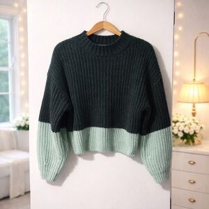 ✨ Elodie Mock Neck Colorblock Chunky Knit Sweater Size M